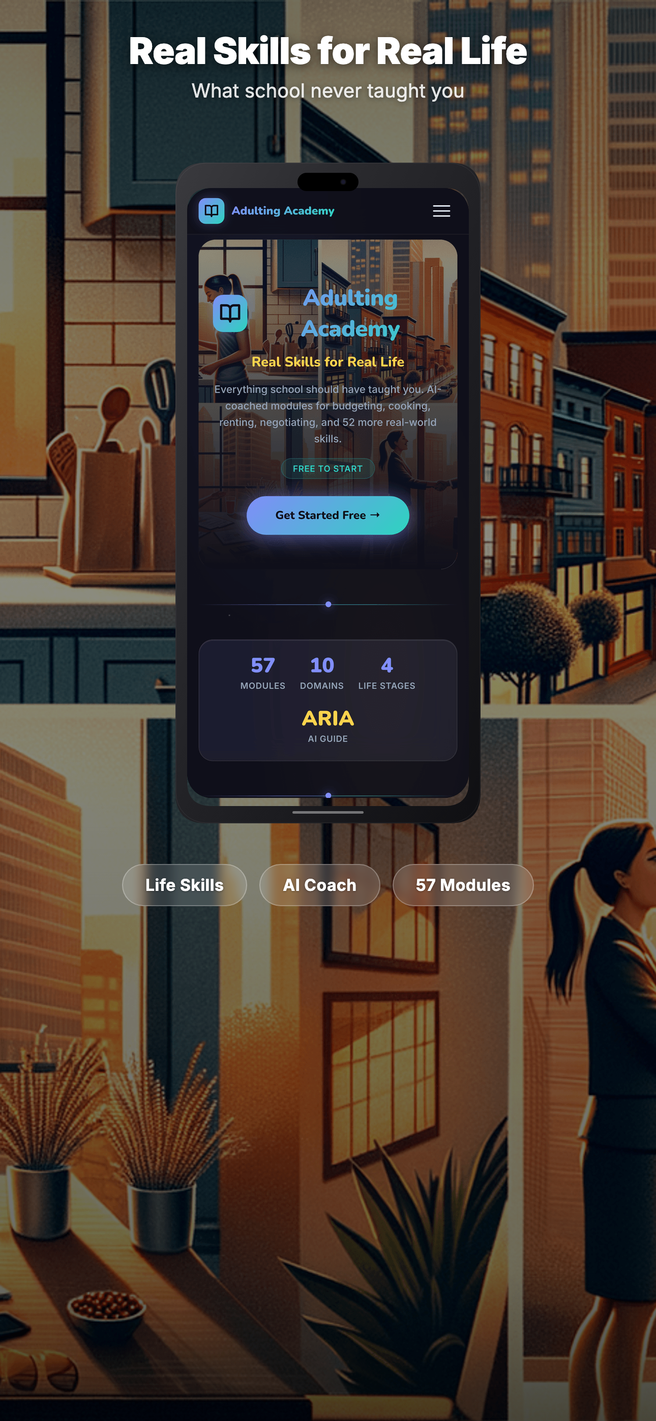 Adulting Academy — Dashboard overview