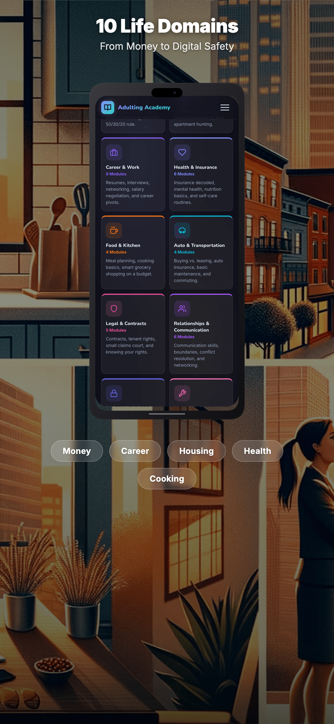 Adulting Academy — Module lesson view
